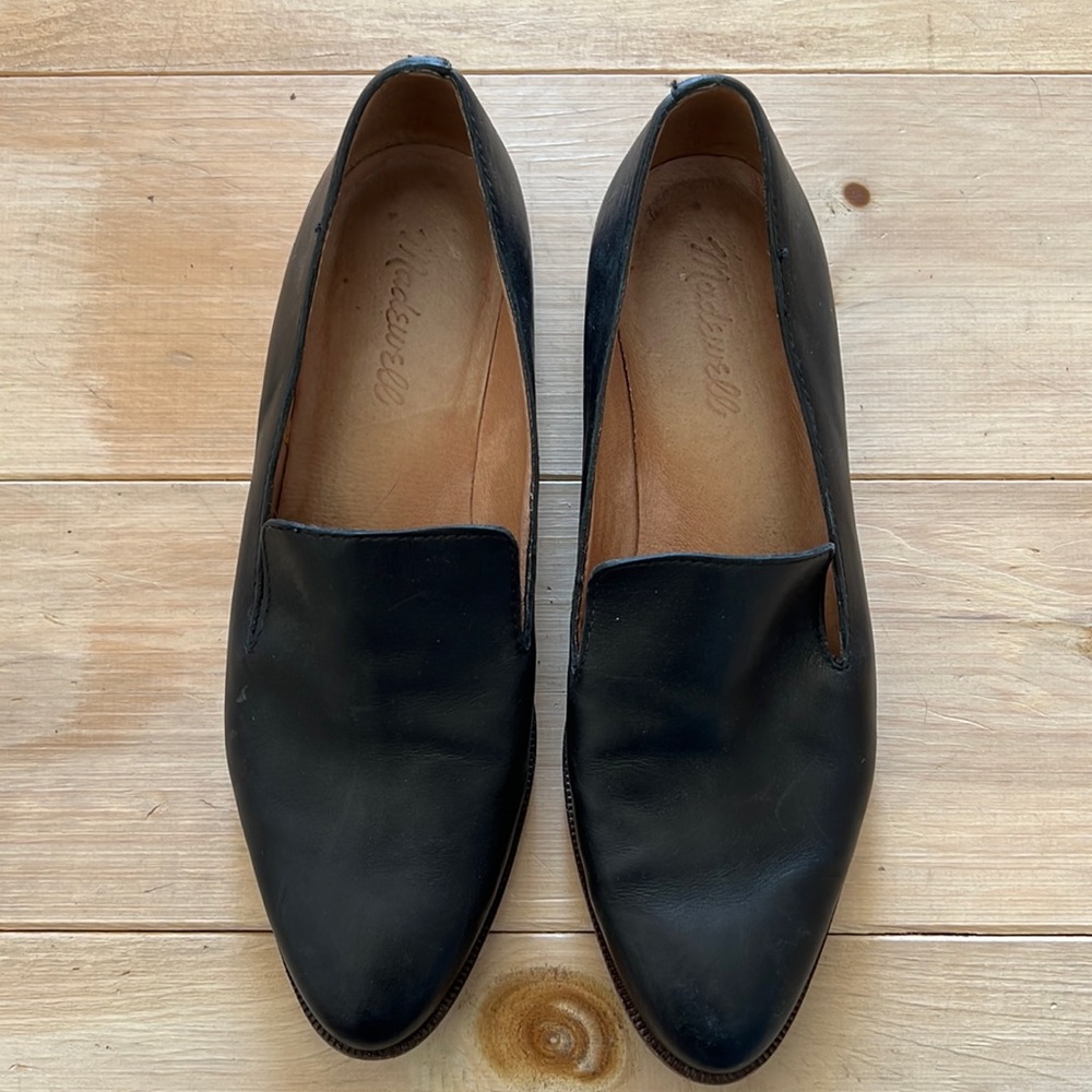 Black leather Madewell loafer